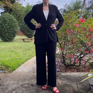 Veronique Young Vintage Black Sparkle Two Piece One Button Jacket and Pants Set!